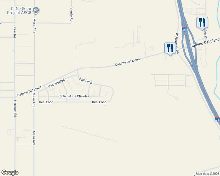 map of restaurants, bars, coffee shops, grocery stores, and more near 826 Desi Loop in Belen