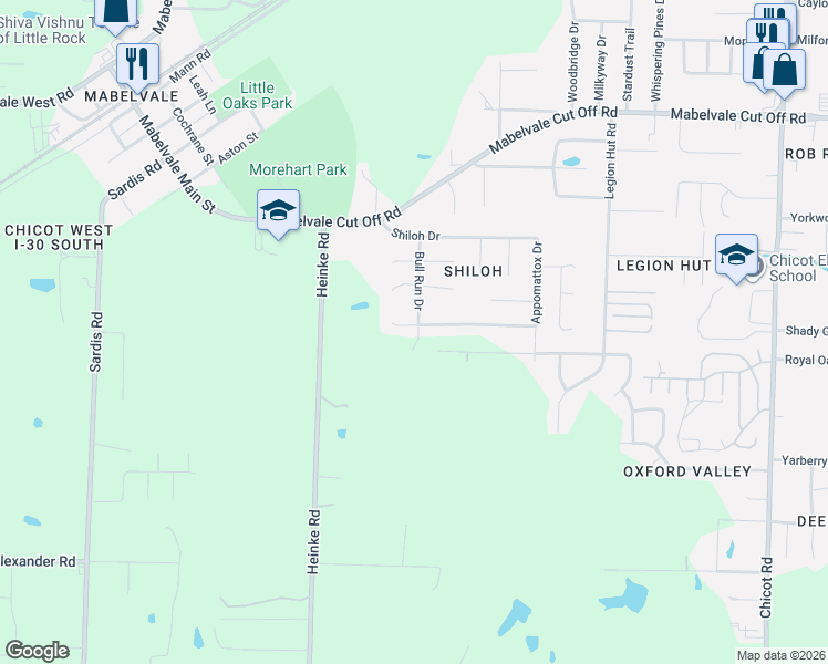 map of restaurants, bars, coffee shops, grocery stores, and more near 8902 Kennesaw Mountain Drive in Little Rock