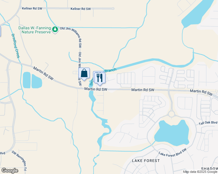 map of restaurants, bars, coffee shops, grocery stores, and more near 190 Williams Circle Southwest in Huntsville