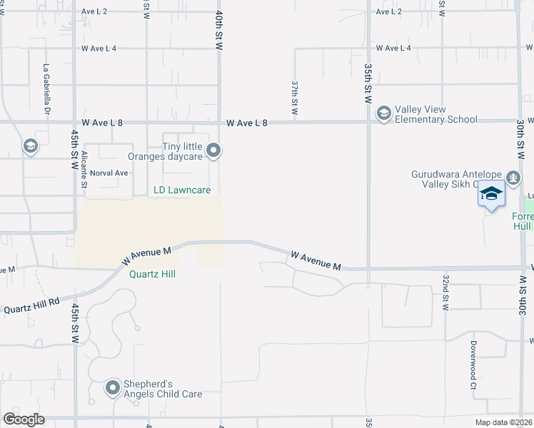 map of restaurants, bars, coffee shops, grocery stores, and more near West Avenue L12 in Lancaster