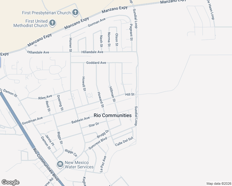 map of restaurants, bars, coffee shops, grocery stores, and more near 118 Hillman Street in Belen