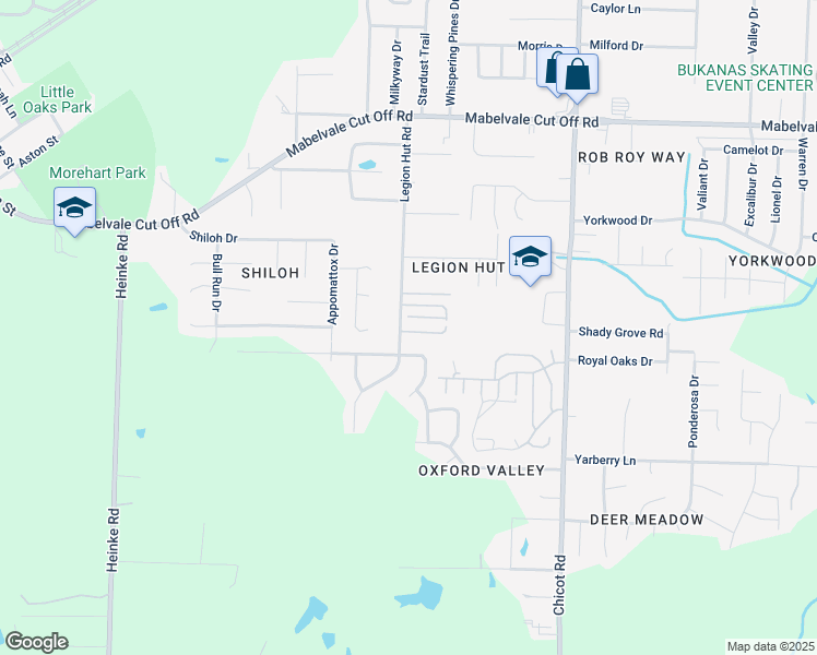 map of restaurants, bars, coffee shops, grocery stores, and more near 11221 Legion Hut Road in Little Rock