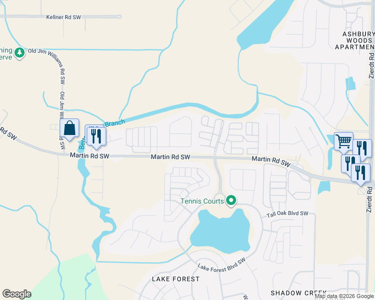 map of restaurants, bars, coffee shops, grocery stores, and more near 473 Mossyleaf Drive Southwest in Huntsville