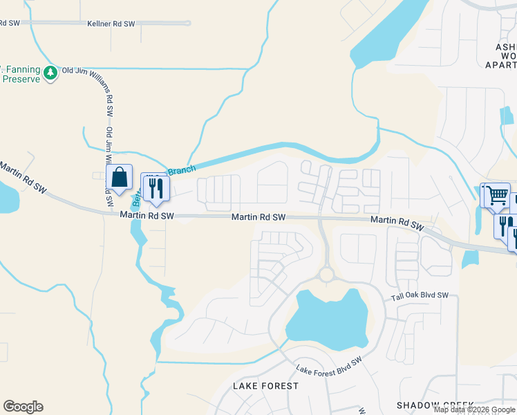 map of restaurants, bars, coffee shops, grocery stores, and more near 487 Mossyleaf Drive Southwest in Huntsville