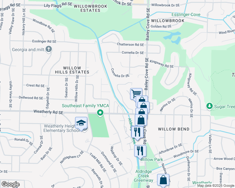 map of restaurants, bars, coffee shops, grocery stores, and more near 9020 Mahogany Row Southeast in Huntsville