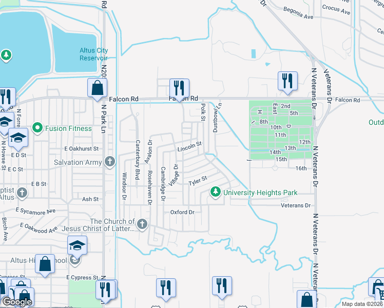 map of restaurants, bars, coffee shops, grocery stores, and more near 1705 Truman Dr in Altus