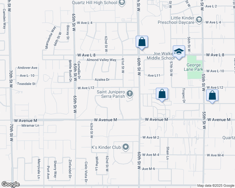 map of restaurants, bars, coffee shops, grocery stores, and more near 6107 Quail Ridge Lane in Lancaster