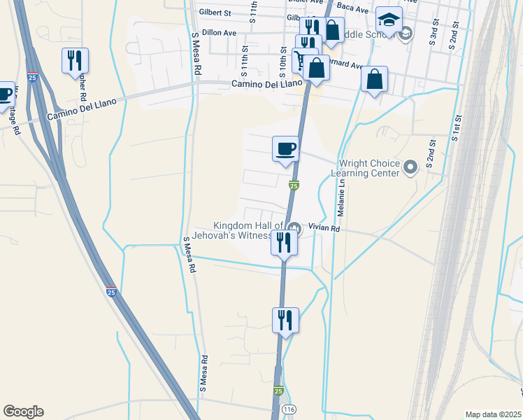 map of restaurants, bars, coffee shops, grocery stores, and more near 705 South Main Street in Belen