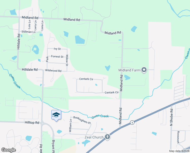 map of restaurants, bars, coffee shops, grocery stores, and more near 3425 Centark Circle in Alexander