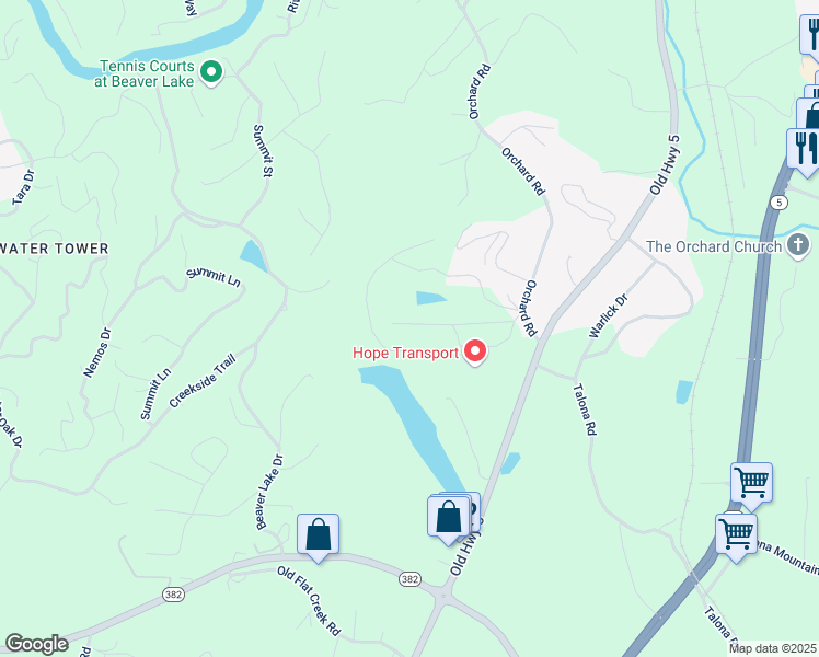 map of restaurants, bars, coffee shops, grocery stores, and more near 227 Sanford Road in Ellijay