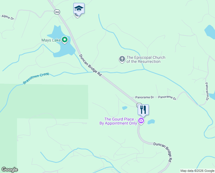 map of restaurants, bars, coffee shops, grocery stores, and more near 1832 Duncan Bridge Road in Sautee Nacoochee