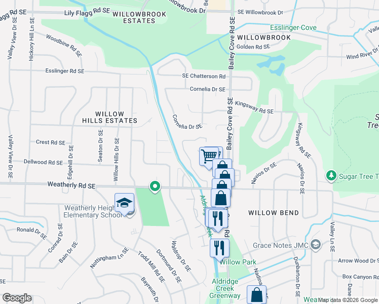 map of restaurants, bars, coffee shops, grocery stores, and more near 9019 Mahogany Row Southeast in Huntsville