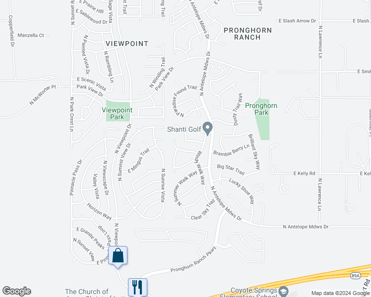 map of restaurants, bars, coffee shops, grocery stores, and more near 7634 East Dusty Boot Road in Prescott Valley