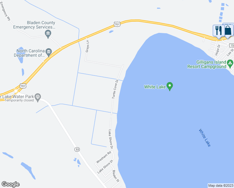 map of restaurants, bars, coffee shops, grocery stores, and more near 249 Turtle Cove Drive in Elizabethtown