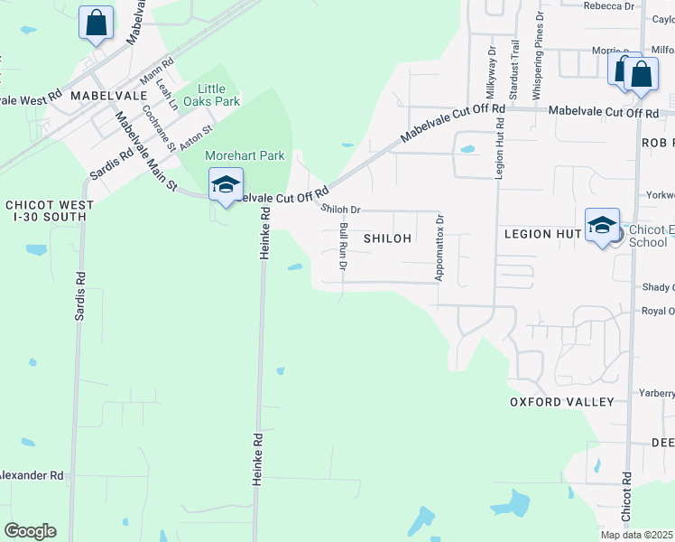 map of restaurants, bars, coffee shops, grocery stores, and more near 11118 Bull Run Drive in Little Rock