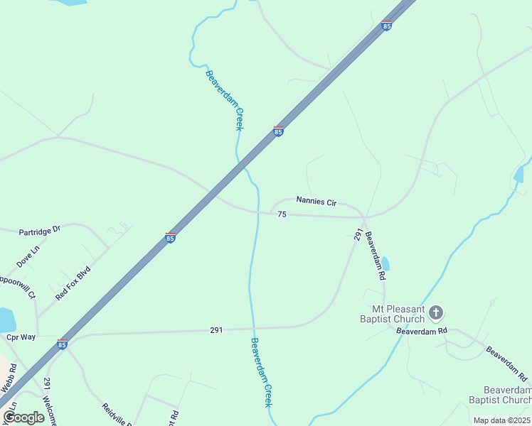 map of restaurants, bars, coffee shops, grocery stores, and more near 103 Nannies Circle in Williamston