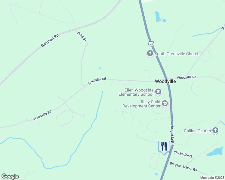 map of restaurants, bars, coffee shops, grocery stores, and more near 230 Woodville Road in Pelzer