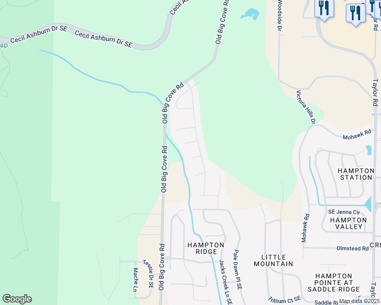 map of restaurants, bars, coffee shops, grocery stores, and more near 4503 Long Cove Court Southeast in Owens Cross Roads