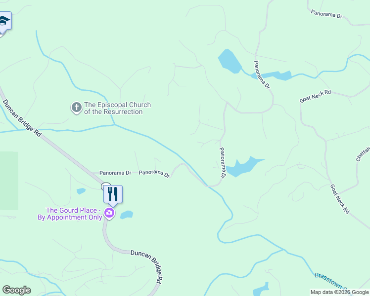 map of restaurants, bars, coffee shops, grocery stores, and more near 82 Couples Lane in Sautee Nacoochee