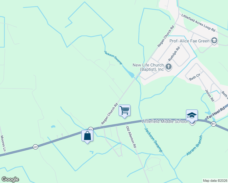 map of restaurants, bars, coffee shops, grocery stores, and more near Pine Fork Road in Robeson County