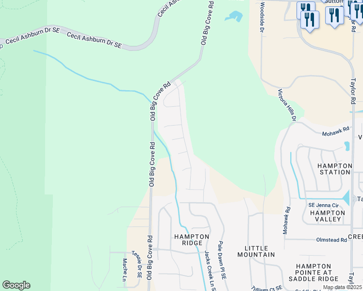 map of restaurants, bars, coffee shops, grocery stores, and more near 4503 Long Cove Court Southeast in Owens Cross Roads