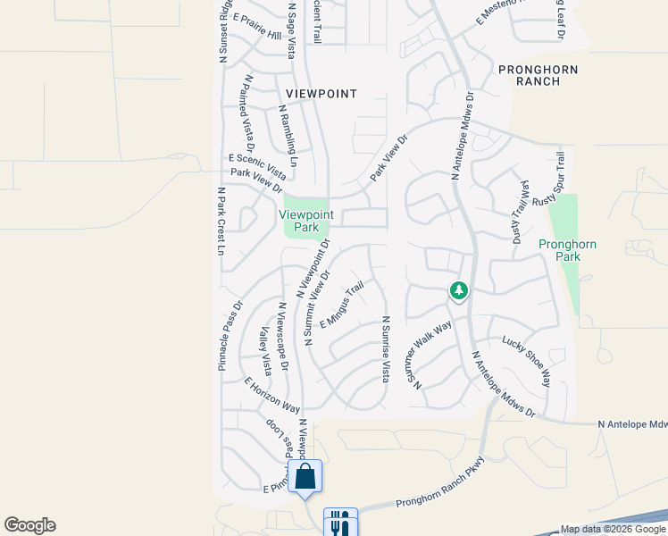 map of restaurants, bars, coffee shops, grocery stores, and more near 7392 North Summit View Drive in Prescott Valley