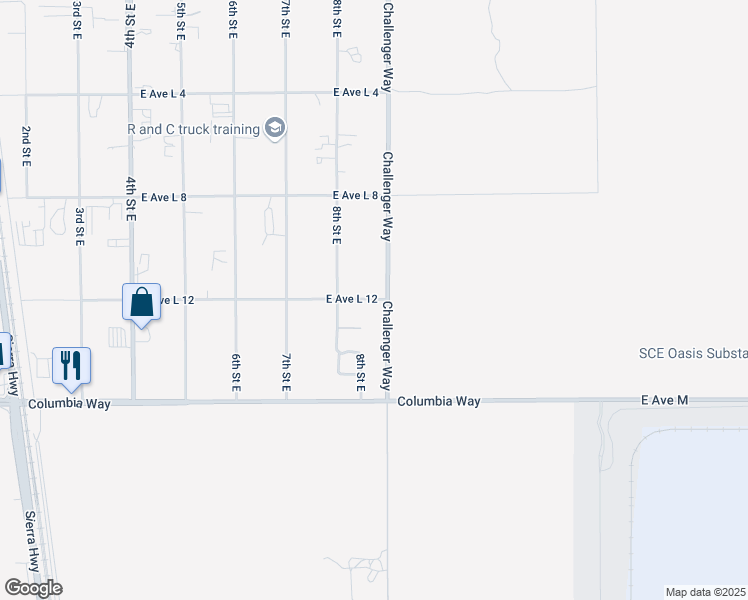 map of restaurants, bars, coffee shops, grocery stores, and more near Avenue L 12 in Lancaster