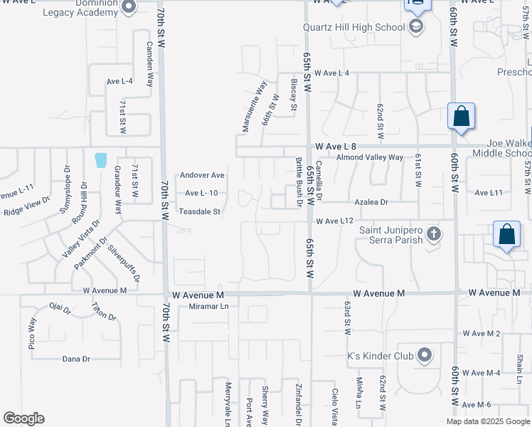 map of restaurants, bars, coffee shops, grocery stores, and more near 6608 Teasdale Street in Lancaster