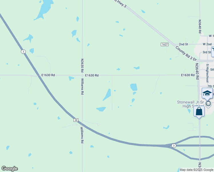 map of restaurants, bars, coffee shops, grocery stores, and more near E163 Road in Stonewall