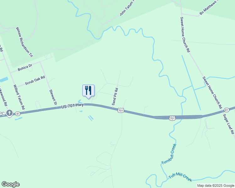 map of restaurants, bars, coffee shops, grocery stores, and more near 120 Sand Pit Road in Elizabethtown