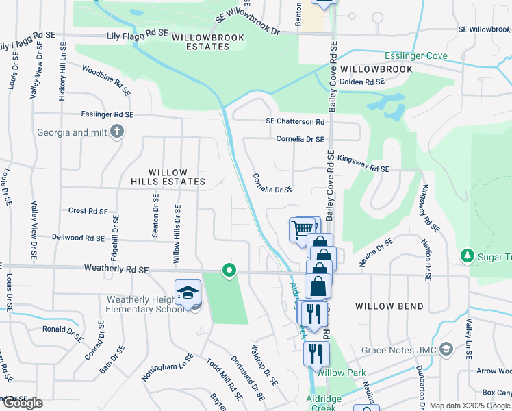 map of restaurants, bars, coffee shops, grocery stores, and more near 9010 Mahogany Row Southeast in Huntsville