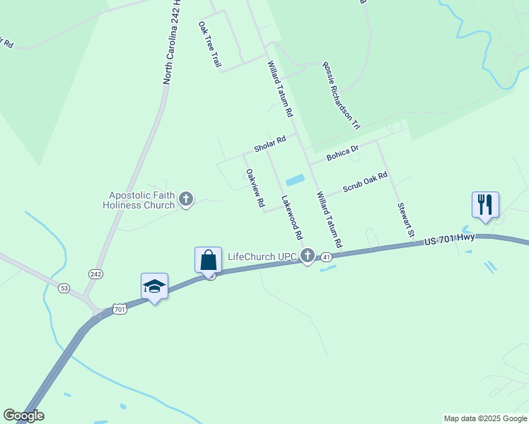 map of restaurants, bars, coffee shops, grocery stores, and more near Oakview Road in Elizabethtown