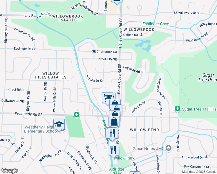 map of restaurants, bars, coffee shops, grocery stores, and more near 9000 Mahogany Row Southeast in Huntsville