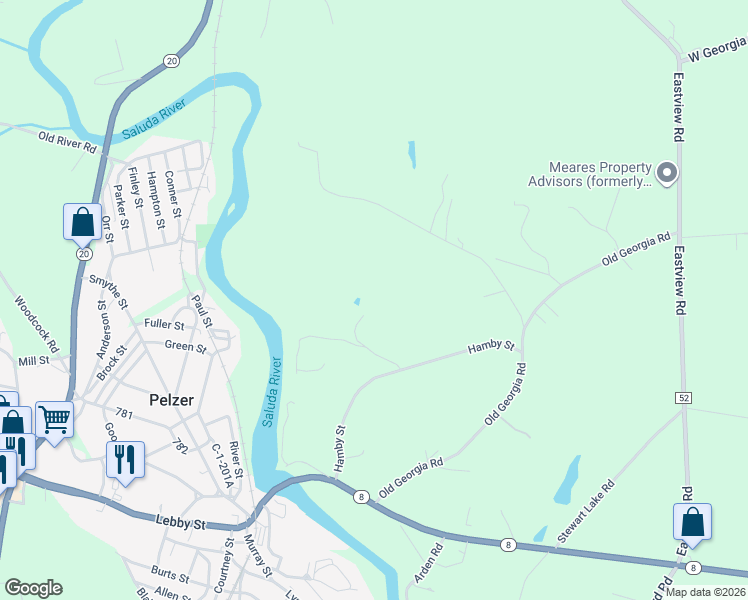 map of restaurants, bars, coffee shops, grocery stores, and more near 626 Holcombe Drive in Pelzer