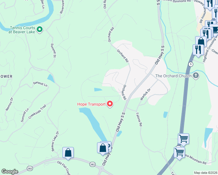 map of restaurants, bars, coffee shops, grocery stores, and more near 85 Ivy Drive in Ellijay