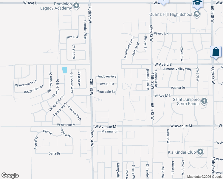 map of restaurants, bars, coffee shops, grocery stores, and more near 6731 Teasdale Street in Lancaster