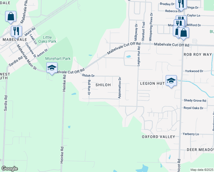 map of restaurants, bars, coffee shops, grocery stores, and more near 11017 Marks Mill Court in Little Rock
