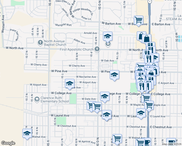 map of restaurants, bars, coffee shops, grocery stores, and more near 900 West Pine Avenue in Lompoc