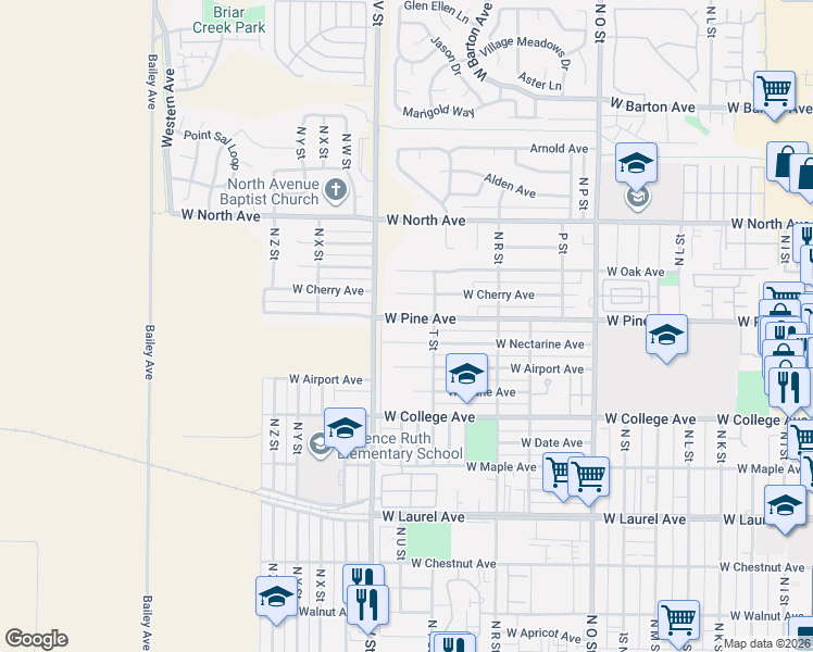 map of restaurants, bars, coffee shops, grocery stores, and more near 1316 West Pine Avenue in Lompoc