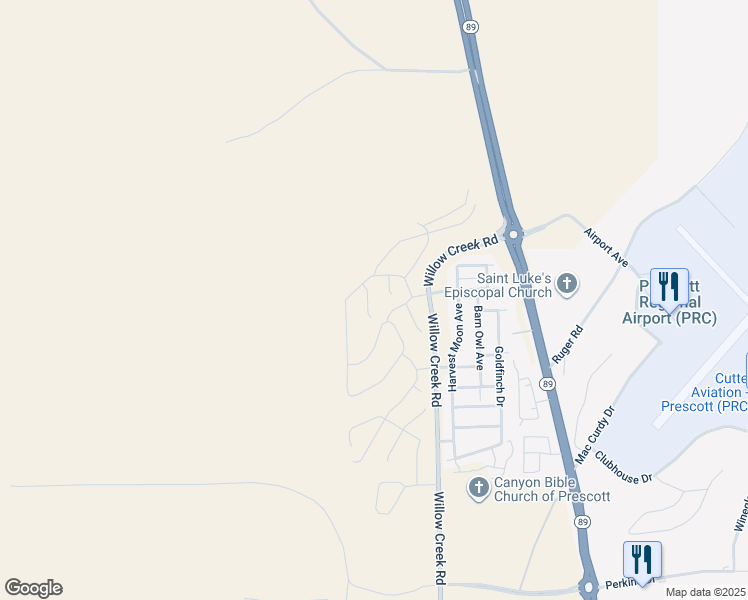 map of restaurants, bars, coffee shops, grocery stores, and more near in Prescott