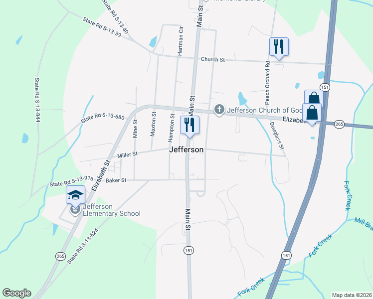 map of restaurants, bars, coffee shops, grocery stores, and more near in Jefferson