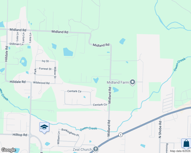 map of restaurants, bars, coffee shops, grocery stores, and more near 6012 Centark Court in Alexander