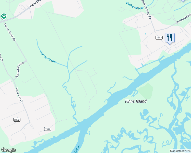 map of restaurants, bars, coffee shops, grocery stores, and more near Hogans Road in Hubert