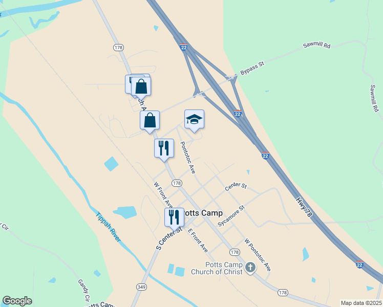 map of restaurants, bars, coffee shops, grocery stores, and more near 2-28 Pipkin St in Potts Camp