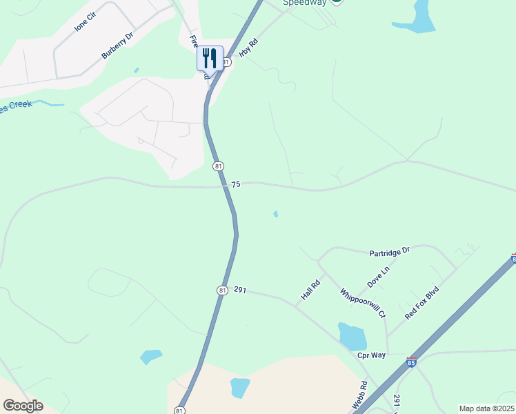 map of restaurants, bars, coffee shops, grocery stores, and more near 1 Cherokee Road in Williamston