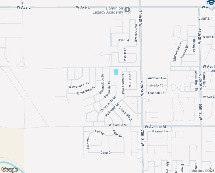 map of restaurants, bars, coffee shops, grocery stores, and more near 42255 Round Hill Drive in Lancaster