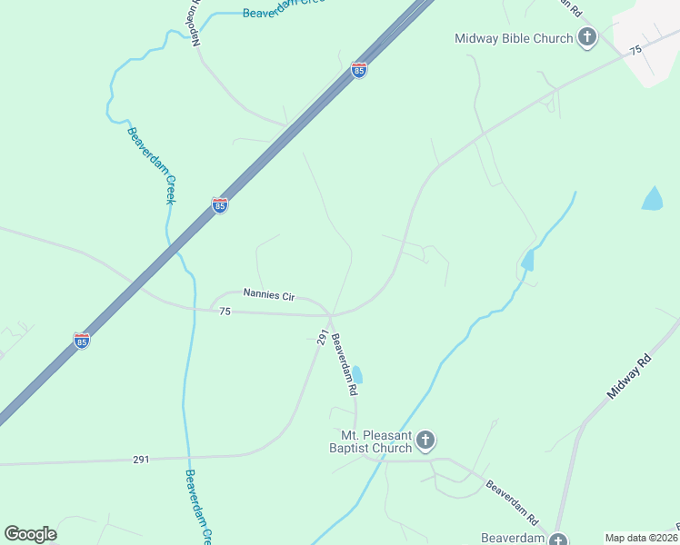 map of restaurants, bars, coffee shops, grocery stores, and more near 1350 Cherokee Road in Williamston