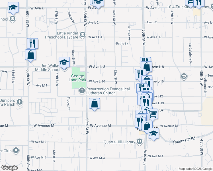 map of restaurants, bars, coffee shops, grocery stores, and more near Avenue in Los Angeles County