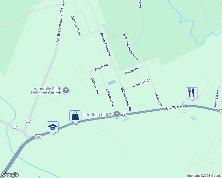 map of restaurants, bars, coffee shops, grocery stores, and more near in White Oak