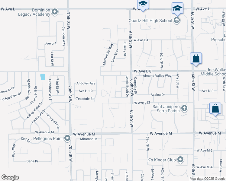 map of restaurants, bars, coffee shops, grocery stores, and more near 42251 Sand Palm Way in Lancaster